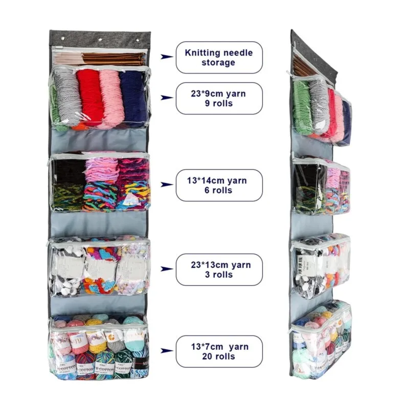 [ABFI!】 Yarn Organizers With 6 Zipper Compar Pockets, Hanging Yarn Storage Organizer, Over The Door Capacity Knitting Bag
[ABFI!】 Yarn Organizers With 6 Zipper Compar Pockets, Hanging Yarn Storage Organizer, Over The Door Capacity Knitting Bag