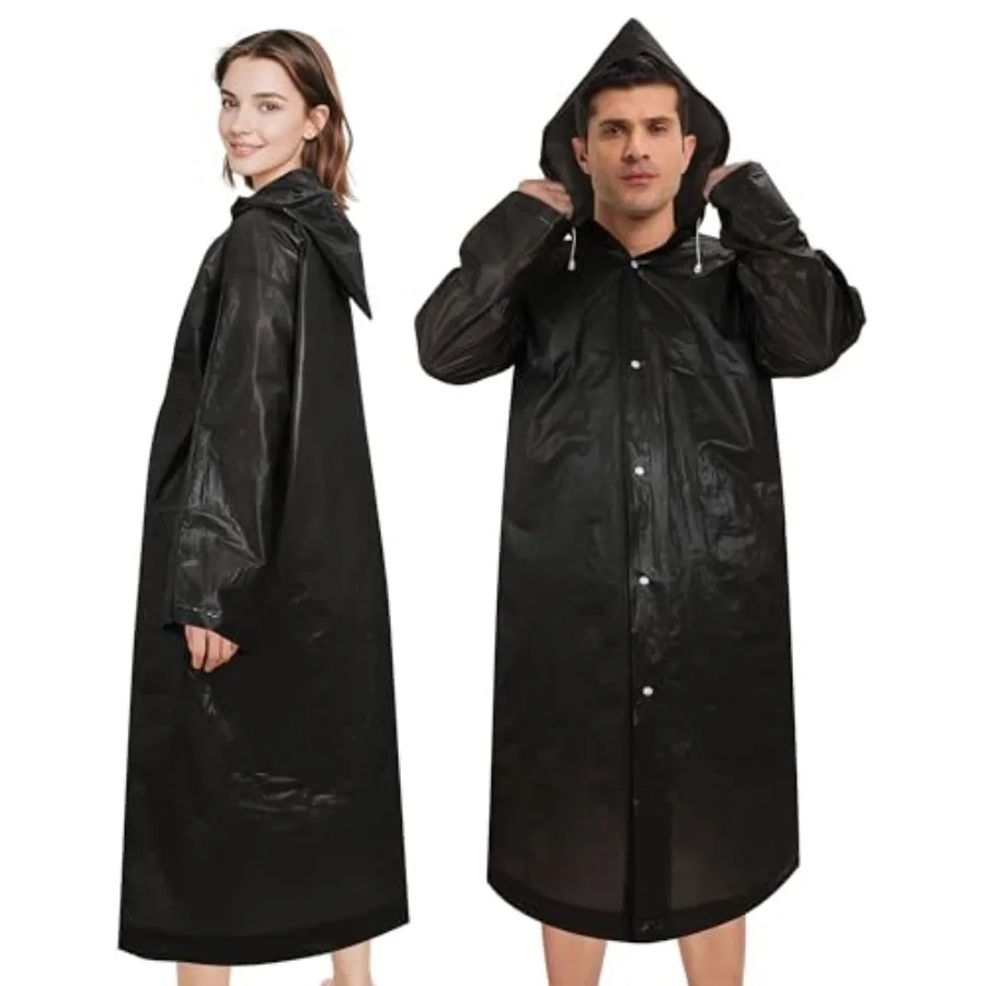 Rain Ponchos for Adults Reusable 2 Pack,Waterproof EVA Raincoats with Hood and Drawstring for Women and Men, Black
Rain Ponchos for Adults Reusable 2 Pack,Waterproof EVA Raincoats with Hood and Drawstring for Women and Men, Black