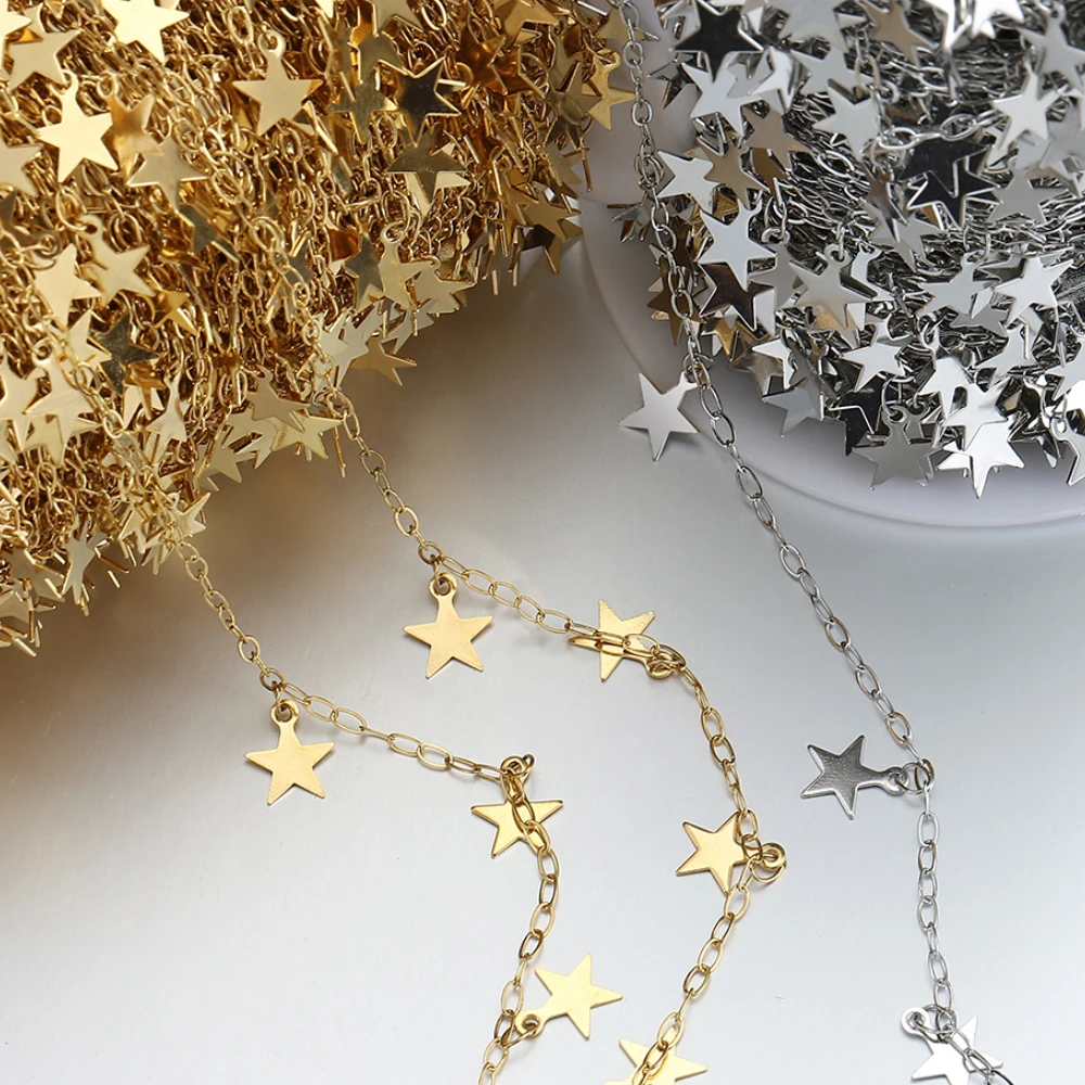 2Meters/1Meter Stainless Steel Dangle Charm Chains Moon Star Round Disc Pendants Chain for DIY Bracelets Necklace Jewelry Making
2Meters/1Meter Stainless Steel Dangle Charm Chains Moon Star Round Disc Pendants Chain for DIY Bracelets Necklace Jewelry Making