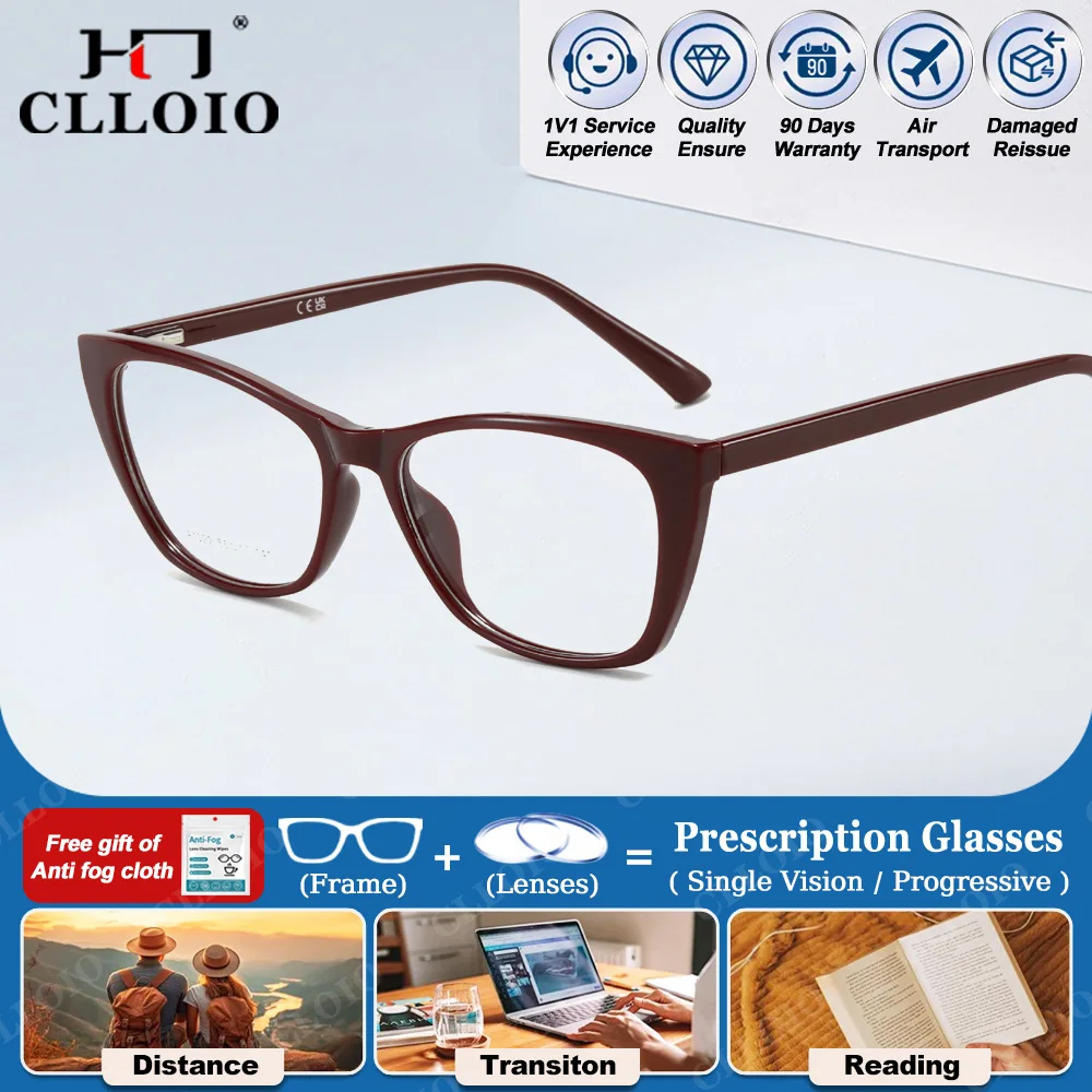 CLLOIO Fashion Design Cat Eye Prescription Glasses Women Optical Myopia Eyeware Anti Blue Light Photochromic Progressive Eyeware
CLLOIO Fashion Design Cat Eye Prescription Glasses Women Optical Myopia Eyeware Anti Blue Light Photochromic Progressive Eyeware