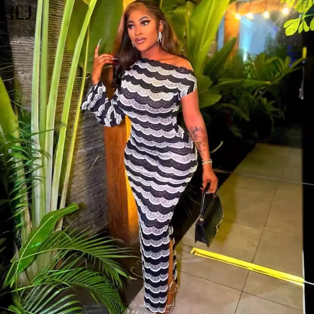 HLJ Summer Stripe Print Ruffle Design Bodycon Dresses Women One Shoulder Long Sleeve Slim Slit Vestidos Fashion Female Clothing
HLJ Summer Stripe Print Ruffle Design Bodycon Dresses Women One Shoulder Long Sleeve Slim Slit Vestidos Fashion Female Clothing