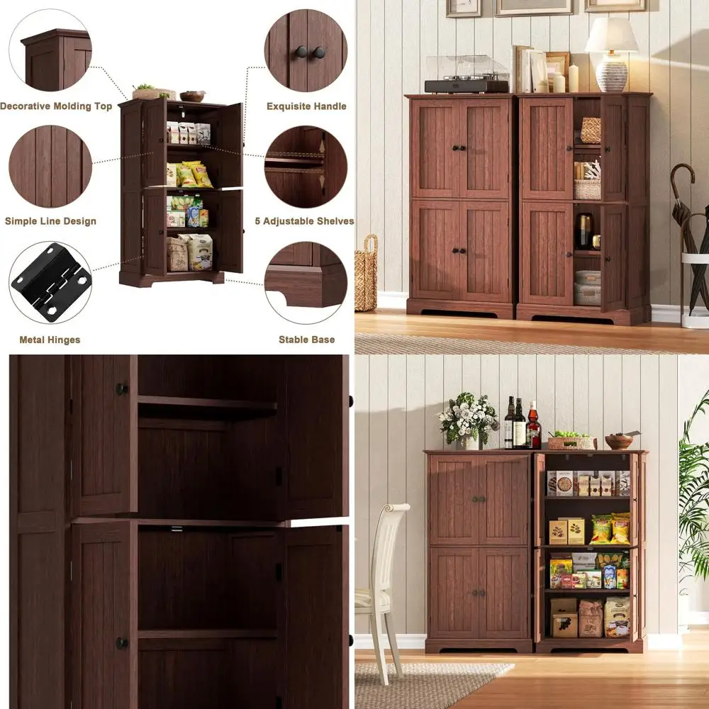 Шкаф для хранения в ванной комнате в стиле фермерского дома из орехового дерева с 4 дверцами и регулируемыми полками для использования в кладовой
Шкаф для хранения в ванной комнате в стиле фермерского дома из орехового дерева с 4 дверцами и регулируемыми полками для использования в кладовой