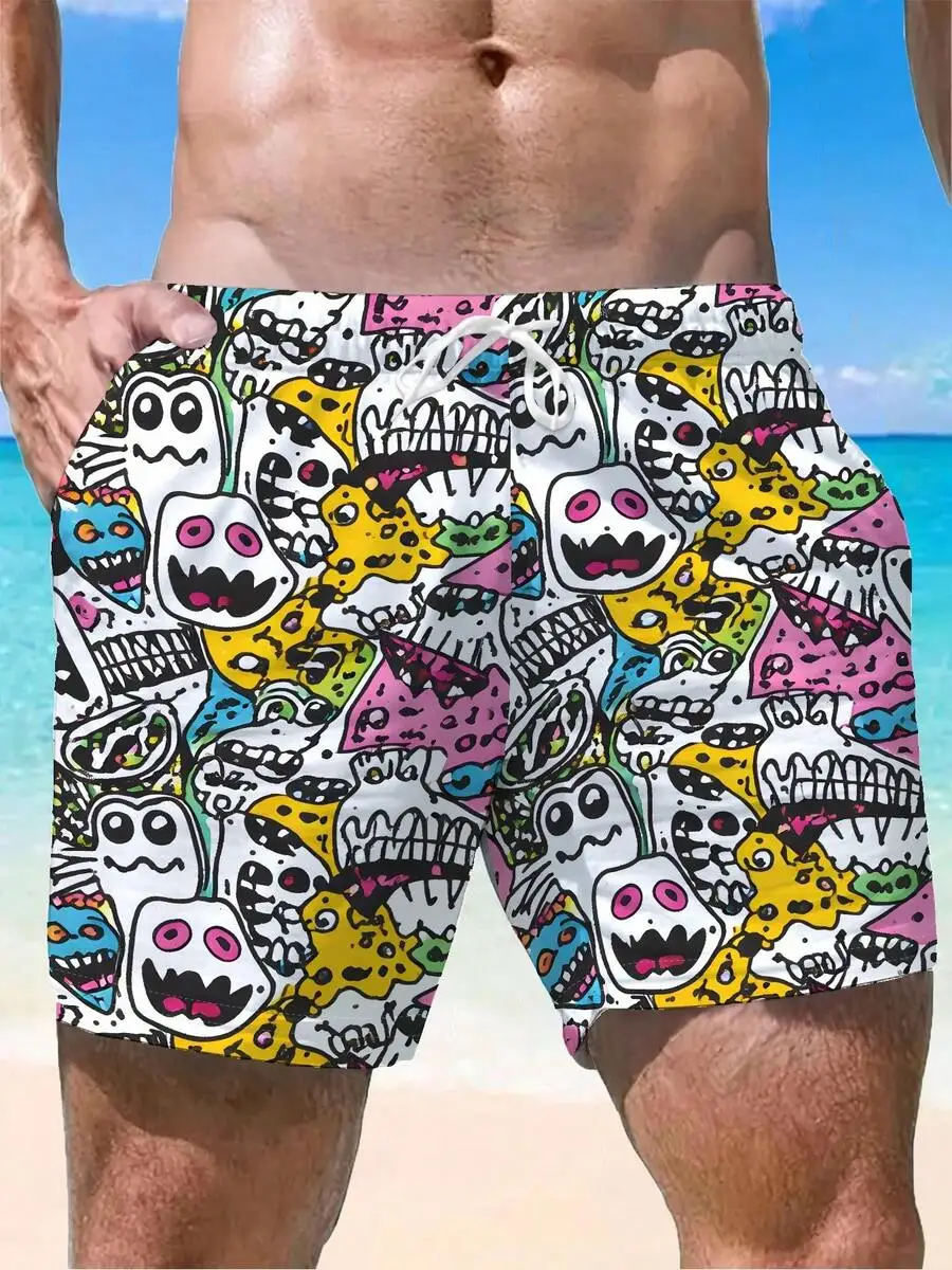 Mens Casual Beach Shorts With 3D Skull Pattern, Soft Comfortable Summer Wear
Mens Casual Beach Shorts With 3D Skull Pattern, Soft Comfortable Summer Wear