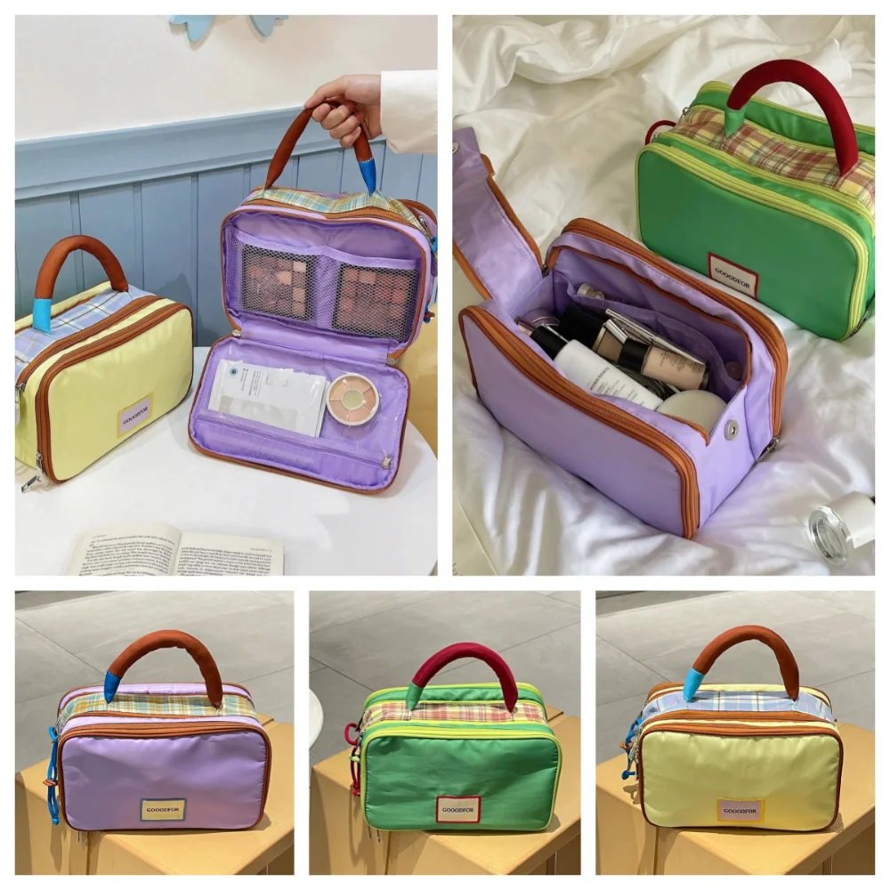 Cute Oxford Cloth Plaid Makeup Bag Portable Handle Travel Cosmetic Container Storage Multifunctional Wash Pouch Trips
Cute Oxford Cloth Plaid Makeup Bag Portable Handle Travel Cosmetic Container Storage Multifunctional Wash Pouch Trips
