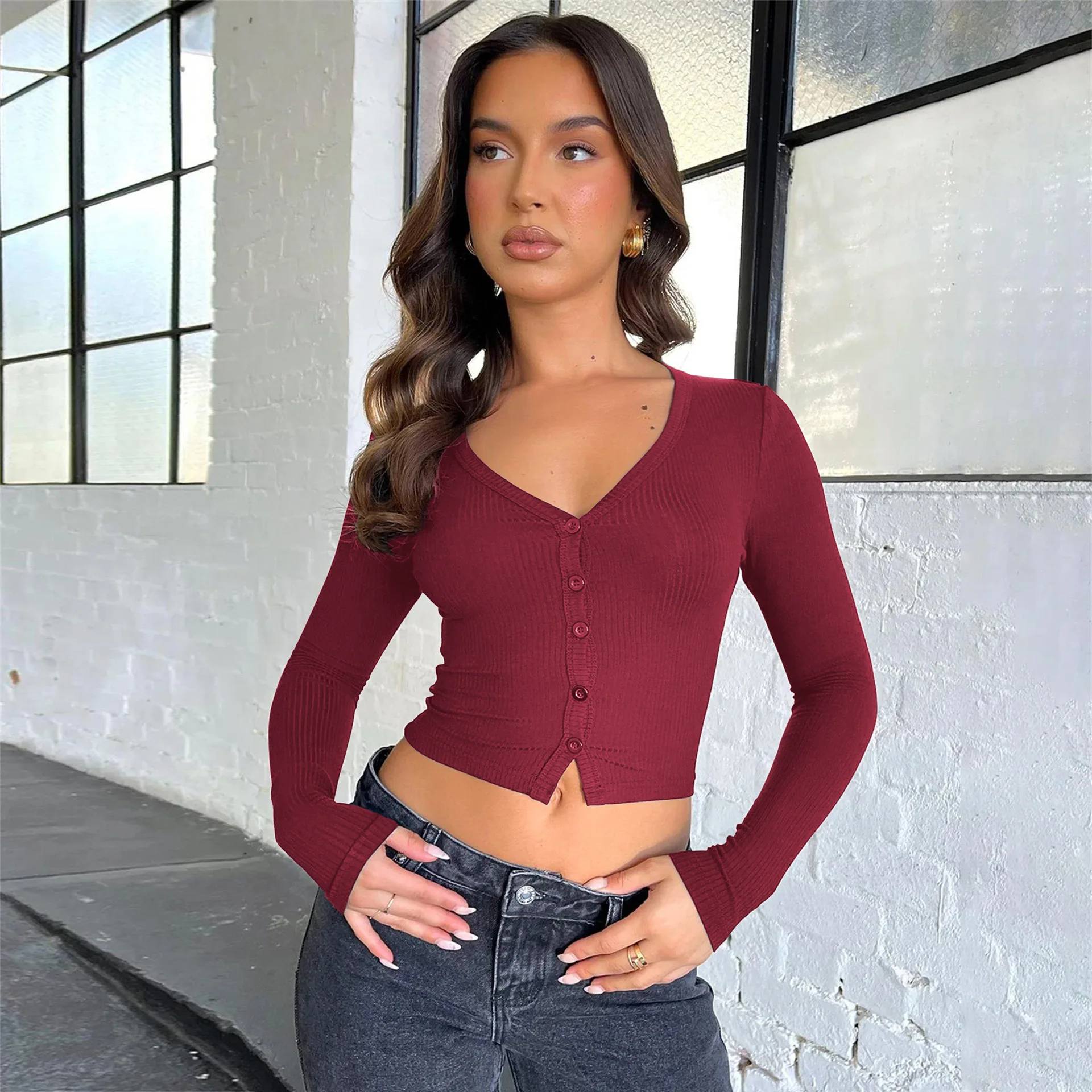 Threaded Button Cardigan Front Shoulder T-Shirt Sexy Button Y2K Top Crop Top Women Clothes Dames Blouses 2022 Zomers
Threaded Button Cardigan Front Shoulder T-Shirt Sexy Button Y2K Top Crop Top Women Clothes Dames Blouses 2022 Zomers