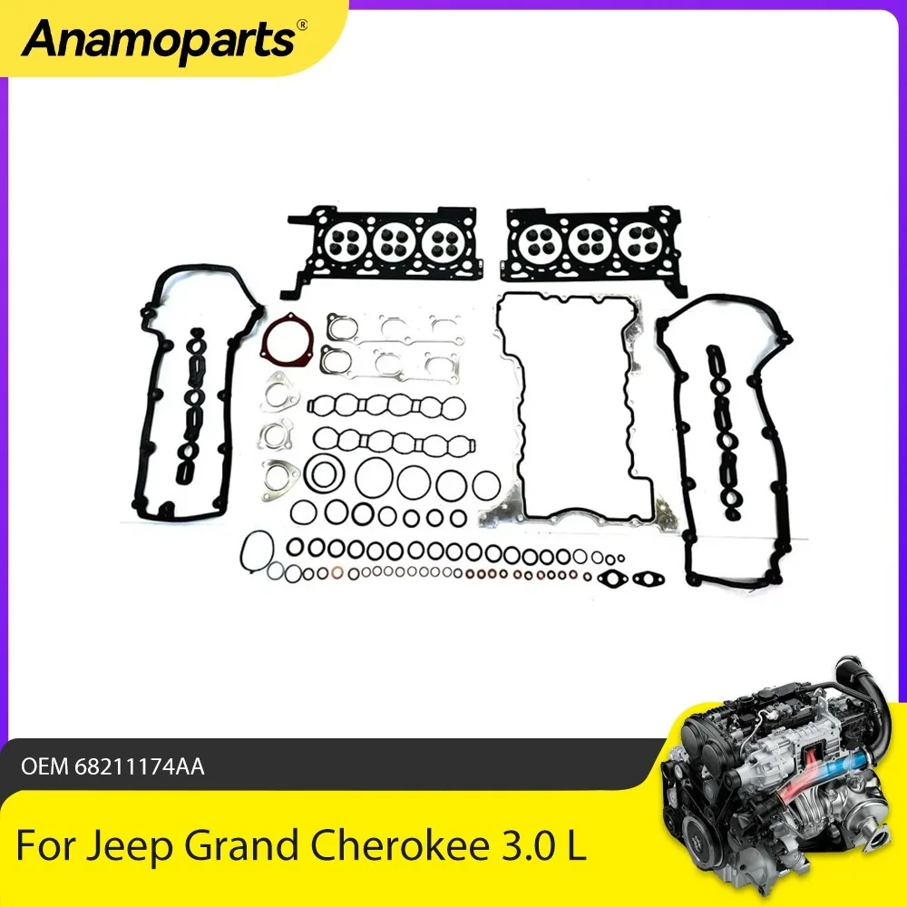 Полный комплект прокладок двигателя для 14-19 Jeep Grand Cherokee 3,0 л V6 68211174AA
Полный комплект прокладок двигателя для 14-19 Jeep Grand Cherokee 3,0 л V6 68211174AA