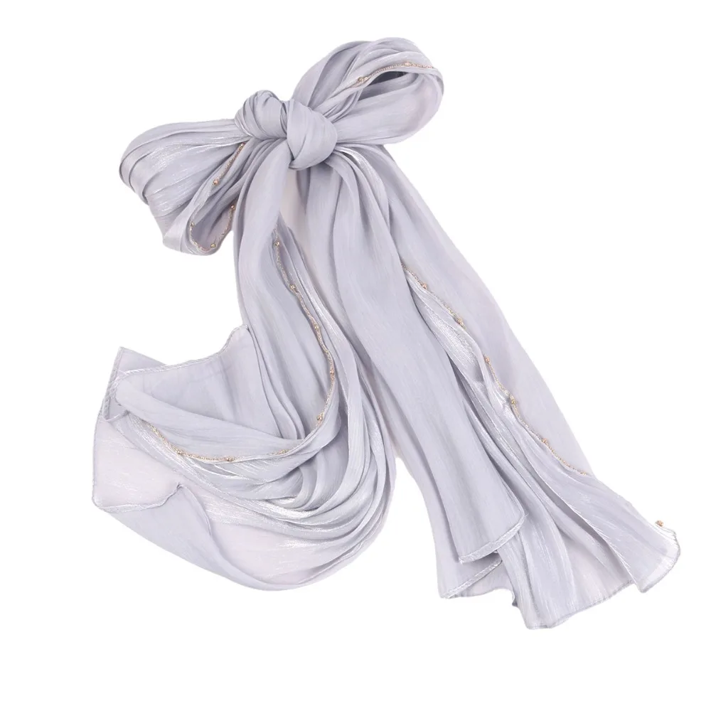 Elegant Solid Color Ethnic Style Scarf Long Shiny Headscarf Bandana Beads Chain Islamic Turban Women
Elegant Solid Color Ethnic Style Scarf Long Shiny Headscarf Bandana Beads Chain Islamic Turban Women