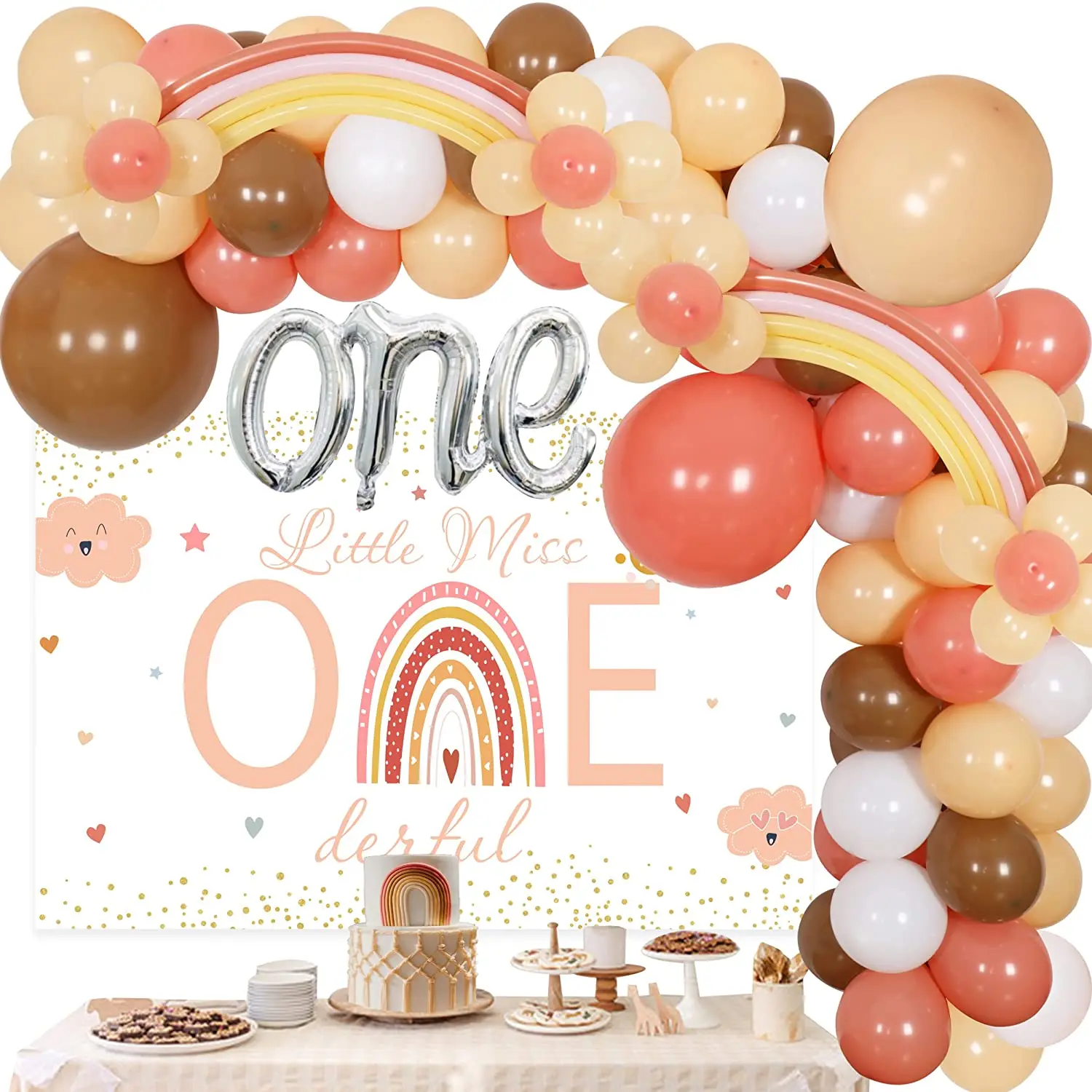 Sursurprise-Boho Rainbow 1st Birthday Decorations, Bohemian Balloon, Garland Kit with Onedeful Backdrop for Girls, Party Supplie
Sursurprise-Boho Rainbow 1st Birthday Decorations, Bohemian Balloon, Garland Kit with Onedeful Backdrop for Girls, Party Supplie