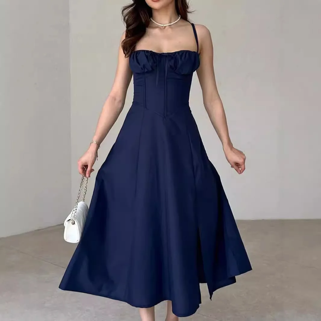 Fashion floral skirt holiday style suspender dress slim split fork simple versatile temperament elegant high-end dress
Fashion floral skirt holiday style suspender dress slim split fork simple versatile temperament elegant high-end dress