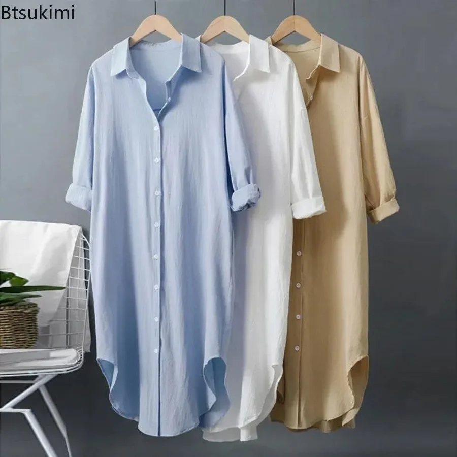 New 2025 Women's Solid Cotton Linen Shirt Fashion Loose Casual Long-sleeved Sun Protection Long Cardigan Shirt Woman Shirt Dress
New 2025 Women's Solid Cotton Linen Shirt Fashion Loose Casual Long-sleeved Sun Protection Long Cardigan Shirt Woman Shirt Dress
