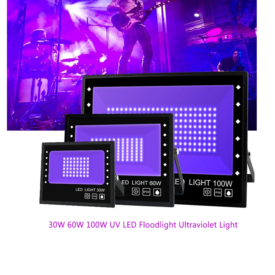 30W 60W 100W UV LED Floodlight 395nm Ultraviolet Light AC85-265V Waterproof LED Black Light Halloween Party Stage Spotlights
30W 60W 100W UV LED Floodlight 395nm Ultraviolet Light AC85-265V Waterproof LED Black Light Halloween Party Stage Spotlights