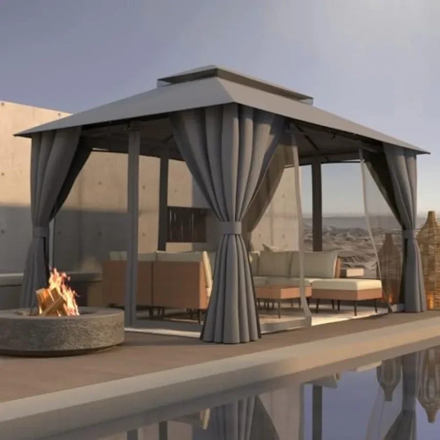 Outdoor Gazebo 10x13 with Double Roof Patio Gazebo with Netting Curtain Included. Trapezoidal Support System for Enhanced Stabi
Outdoor Gazebo 10x13 with Double Roof Patio Gazebo with Netting Curtain Included. Trapezoidal Support System for Enhanced Stabi