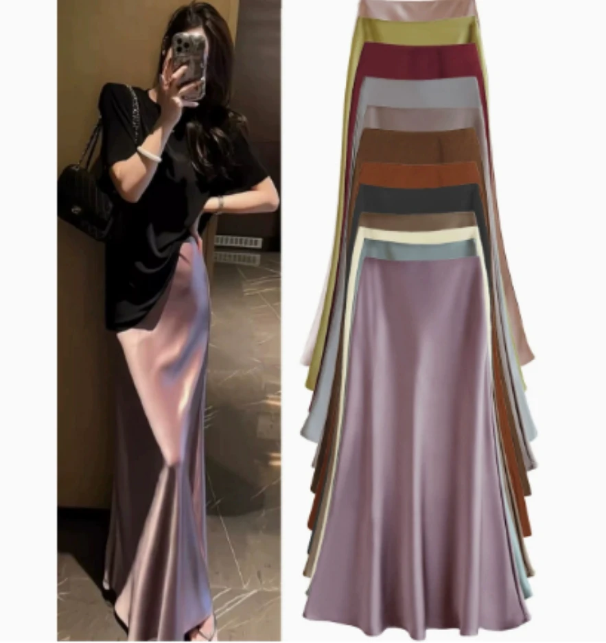 Elegant luxury satin flowy midi dress for women, autumn and spring high-waisted bodycon skirt, umbrella skirt, A-line
Elegant luxury satin flowy midi dress for women, autumn and spring high-waisted bodycon skirt, umbrella skirt, A-line