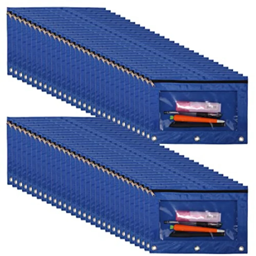60 Pack Zipper Pencil Pouch for 3 Ring Binder with Clear Window for School and Office Supplies Blue
60 Pack Zipper Pencil Pouch for 3 Ring Binder with Clear Window for School and Office Supplies Blue