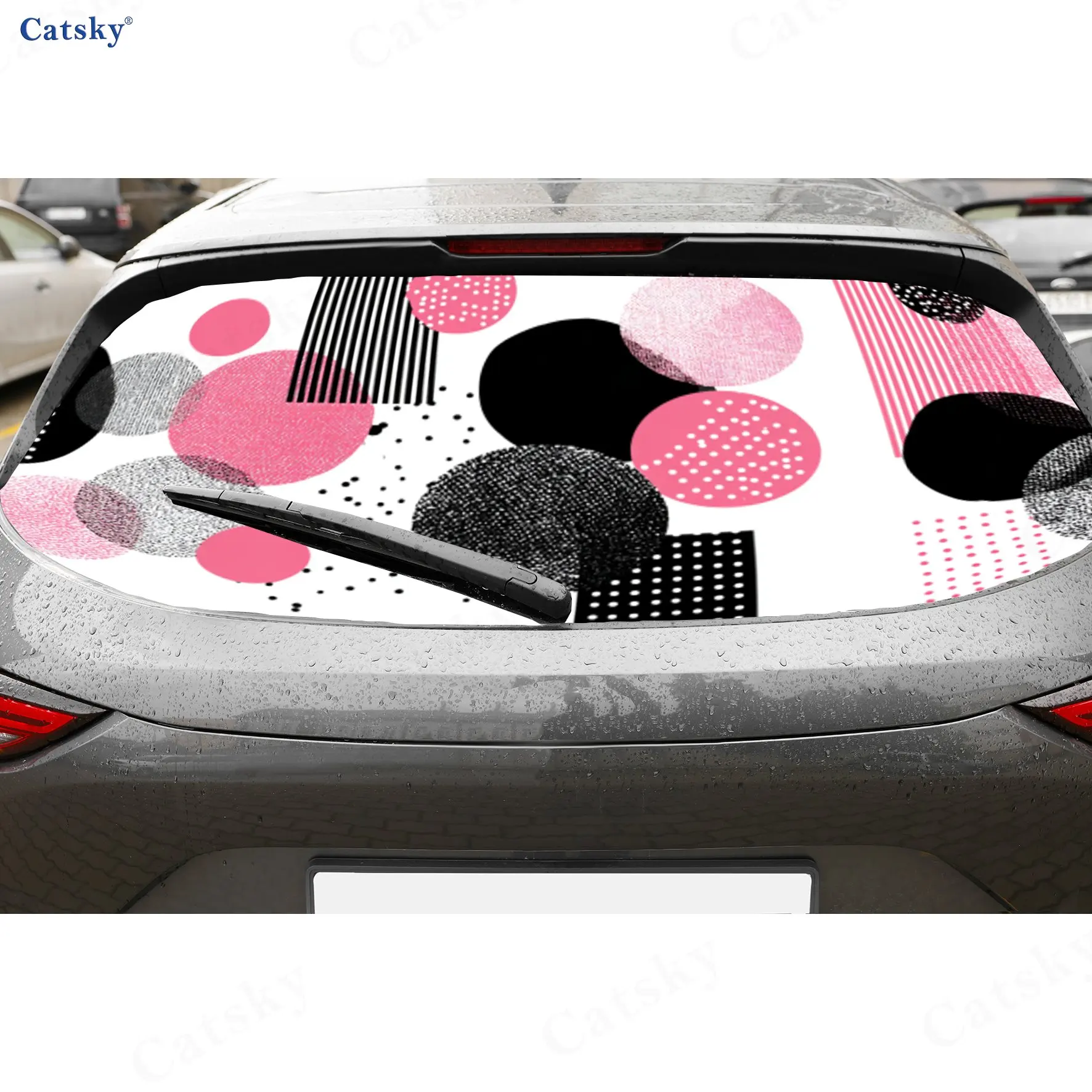 Memphis Style Pink & Black PVC Perforated Car Rear Window Vinyl Wraps, Durable Waterproof Car Rear Windshield Sticker
Memphis Style Pink & Black PVC Perforated Car Rear Window Vinyl Wraps, Durable Waterproof Car Rear Windshield Sticker