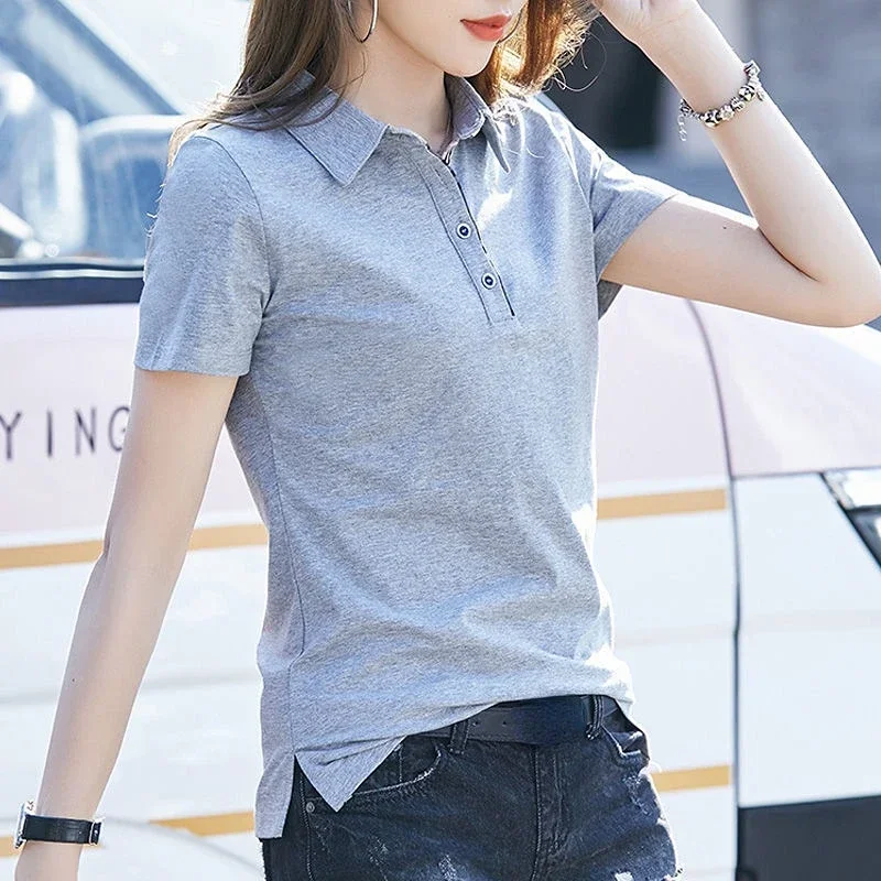 Polo Neck Tee Shirts for Women Youth Cotton Button Down Front White Pullover Original Top Y2k T Shirt Tall with Collar Vintage
Polo Neck Tee Shirts for Women Youth Cotton Button Down Front White Pullover Original Top Y2k T Shirt Tall with Collar Vintage