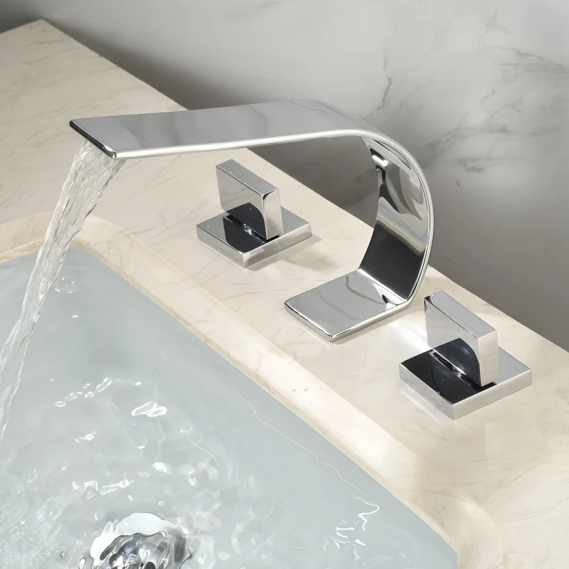3 Pieces Brush And Gold Deck Mounted Waterfall Wide Spout Double Handles Bath Bathtub Faucet Bathroom Mixer Tap
3 Pieces Brush And Gold Deck Mounted Waterfall Wide Spout Double Handles Bath Bathtub Faucet Bathroom Mixer Tap