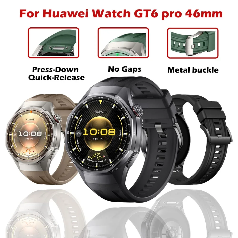 For Huawei Watch GT6 Pro 46mm Watch Strap Official Silicone No Gaps Press Down Metal Buckle for Huawei Watch GT6 Pro 46mm Strap
For Huawei Watch GT6 Pro 46mm Watch Strap Official Silicone No Gaps Press Down Metal Buckle for Huawei Watch GT6 Pro 46mm Strap