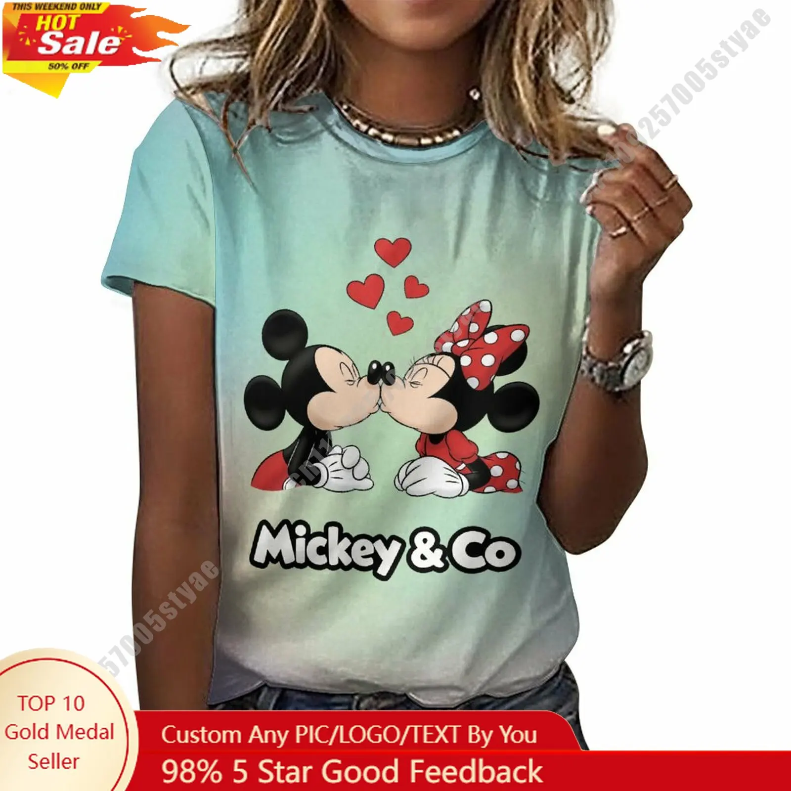 Mickey Minnie Mouse T Shirt Disney Cartoon Custom Your Own Cotton Tee Personalized Photos Casual Street Style Short Sleeved Top
Mickey Minnie Mouse T Shirt Disney Cartoon Custom Your Own Cotton Tee Personalized Photos Casual Street Style Short Sleeved Top