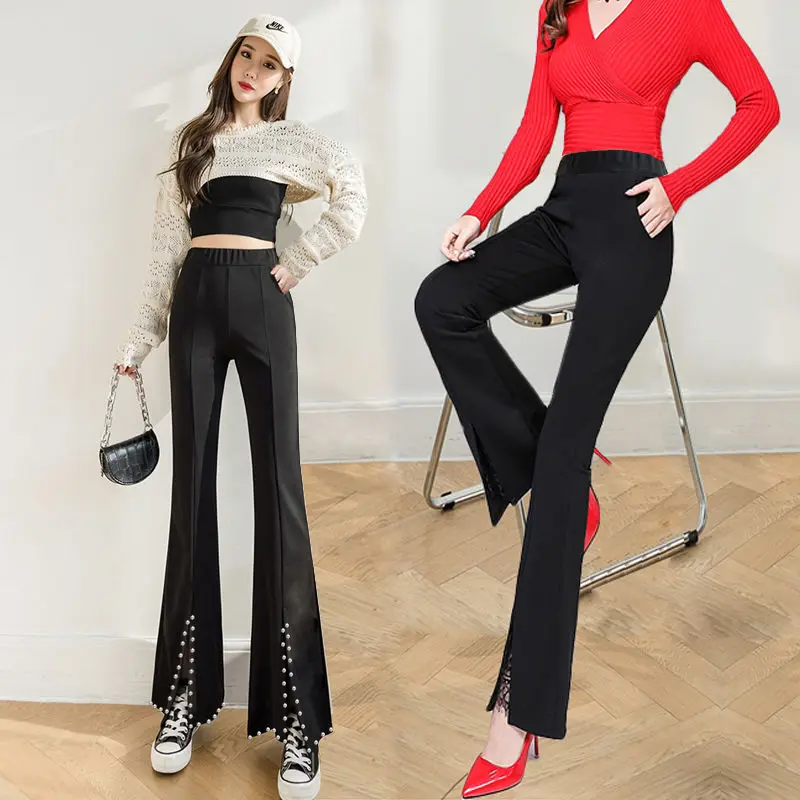 2024 Women Spring Autumn New Elastic High Waist Split Pants Female Casual Flared Pants Ladies Solid Color Long Trousers Y659
2024 Women Spring Autumn New Elastic High Waist Split Pants Female Casual Flared Pants Ladies Solid Color Long Trousers Y659