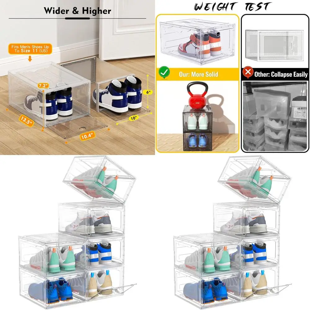 Прозрачные 6-упак. магнитные дверные органайзеры для обуви, пластиковые коробки для хранения обуви премиум-класса для шкафов, стеллаж для выставки товаров для кроссовок, белый
Прозрачные 6-упак. магнитные дверные органайзеры для обуви, пластиковые коробки для хранения обуви премиум-класса для шкафов, стеллаж для выставки товаров для кроссовок, белый