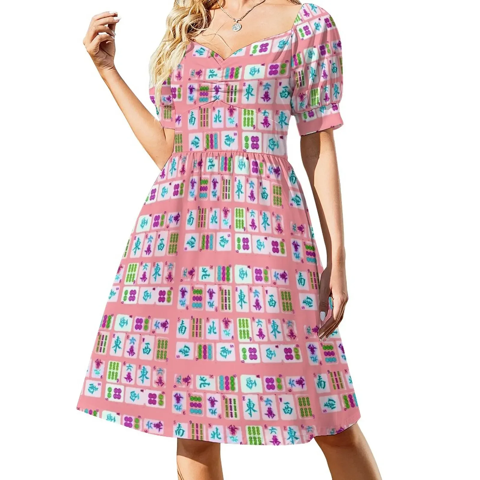 Pink Tiles Short-Sleeved Dress elegant chic wedding evening dresses summer women's suit
Pink Tiles Short-Sleeved Dress elegant chic wedding evening dresses summer women's suit