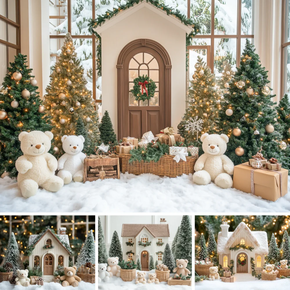 House Arch Door Christmas Backdrop Snow Window Pine Tree Plush White Teddy Bear Wicker Basket Gift Box Snow Ground Background
House Arch Door Christmas Backdrop Snow Window Pine Tree Plush White Teddy Bear Wicker Basket Gift Box Snow Ground Background