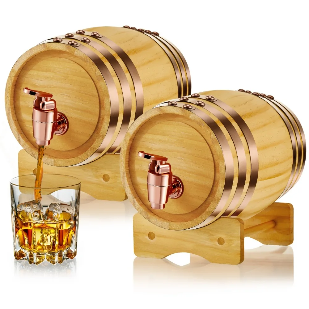 Set of 2 One-Liter Vintage Whiskey Barrel Dispensers for Cocktails, Tequila, Rum, And Other Spirits, Complete with a Stand for Home Table Display And Storage
Set of 2 One-Liter Vintage Whiskey Barrel Dispensers for Cocktails, Tequila, Rum, And Other Spirits, Complete with a Stand for Home Table Display And Storage