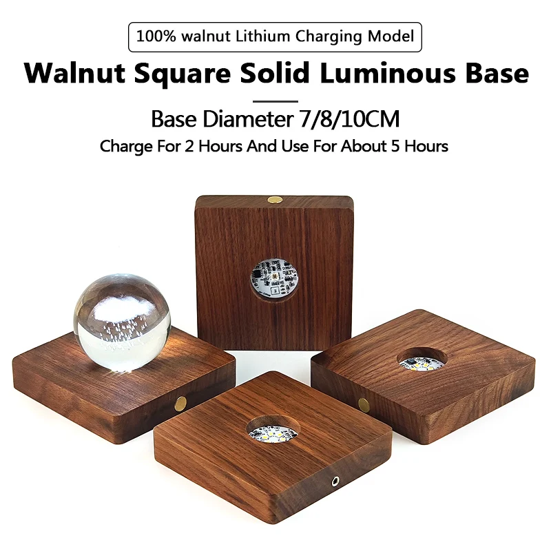 Wooden Square Luminous Base Wireless Black Walnut Charging Night Light Acrylic Craft Lamp Holder Crystal Ball Base
Wooden Square Luminous Base Wireless Black Walnut Charging Night Light Acrylic Craft Lamp Holder Crystal Ball Base