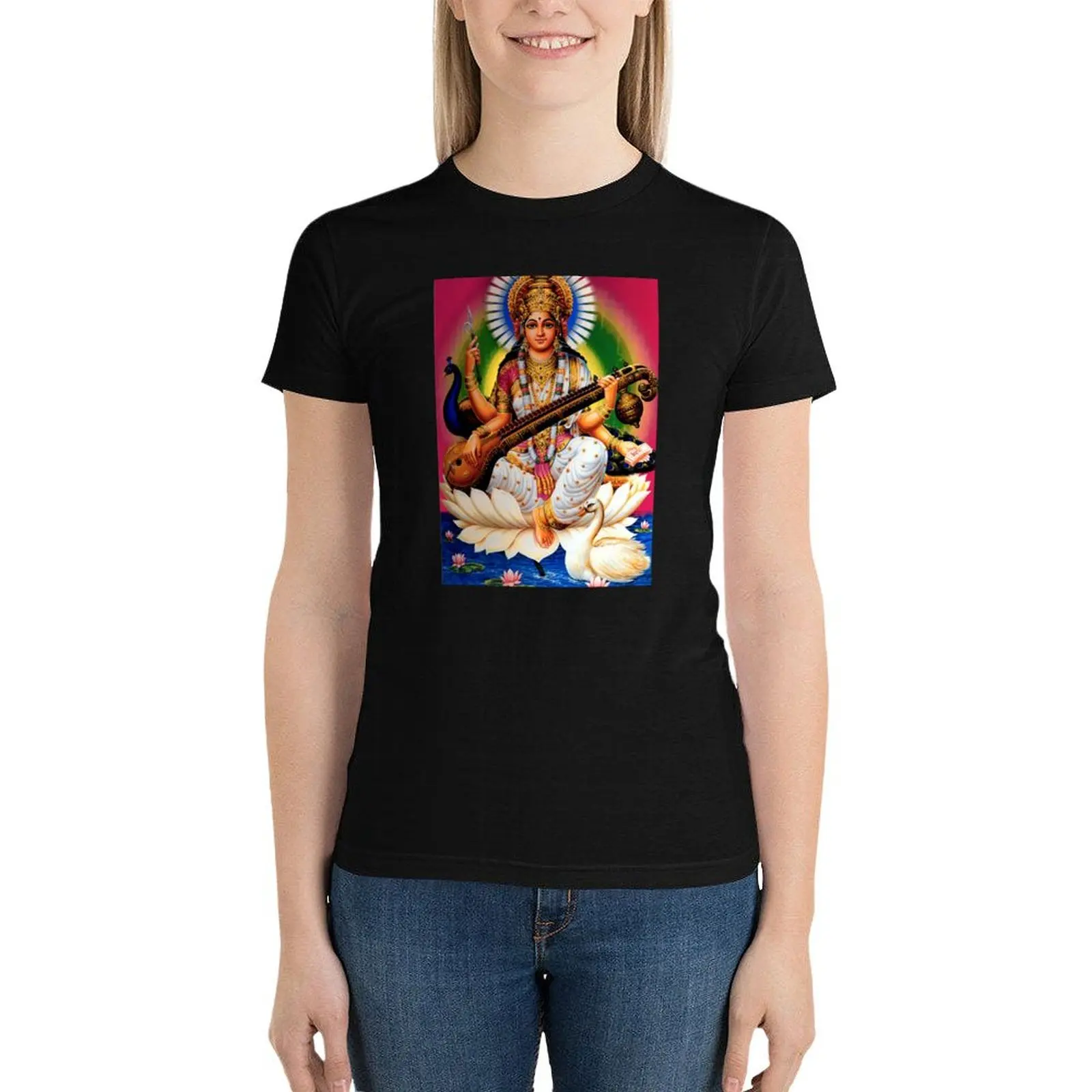 Goddess Sarasvati T-Shirt shirts graphic tees hippie clothes plain t shirts for Women
Goddess Sarasvati T-Shirt shirts graphic tees hippie clothes plain t shirts for Women