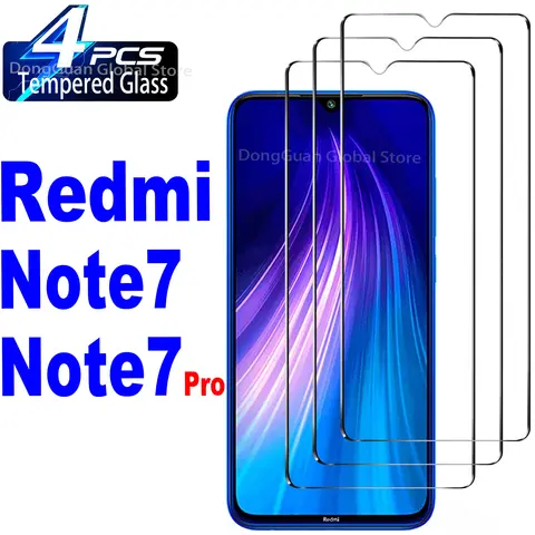 2/4 Uds vidrio templado para Xiaomi Redmi Note 7 Pro Protector de pantalla película de vidrio