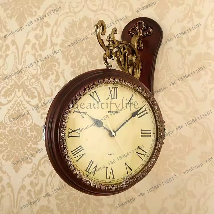 Silent European modern creative watch retro double-sided wall clock simple quartz clock
Silent European modern creative watch retro double-sided wall clock simple quartz clock