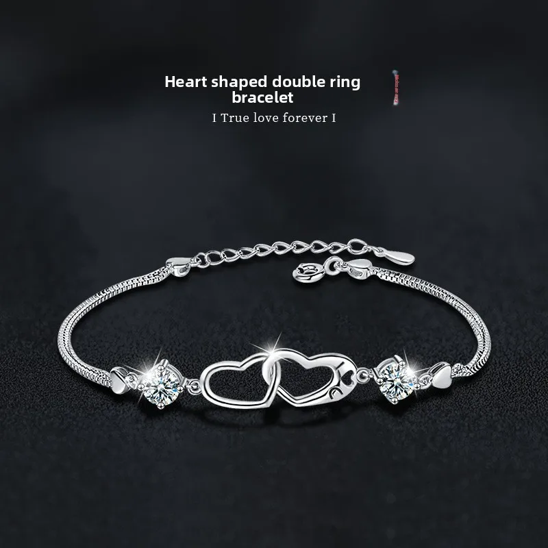 1Ct D-Color Moissanite Double Loop Bracelet in S925 Sterling Silver - Elegant Jewelry for Women
1Ct D-Color Moissanite Double Loop Bracelet in S925 Sterling Silver - Elegant Jewelry for Women