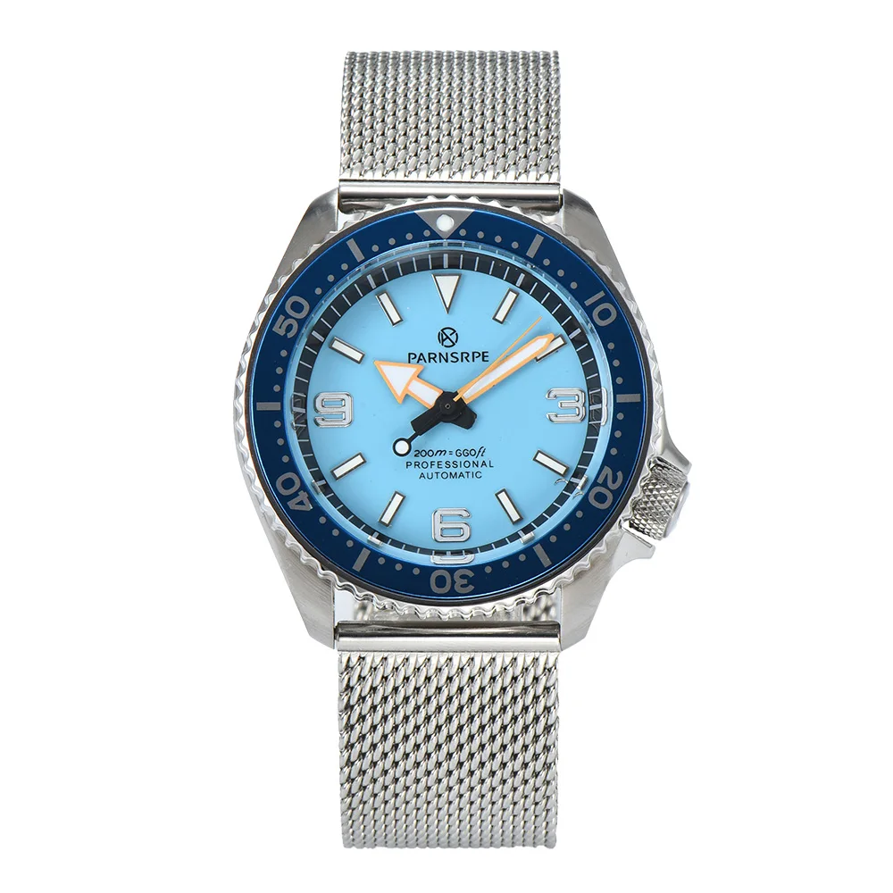PARNSRPE 41MM NH35 20bar Men's automatic diving watch Bracelet 3.8 Crown sapphire crystal Luminous pointer
PARNSRPE 41MM NH35 20bar Men's automatic diving watch Bracelet 3.8 Crown sapphire crystal Luminous pointer
