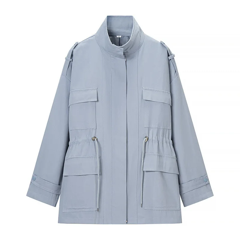 Withered 2026 Summer European And American Style Casual Versatile Stand Up Collar Long Sleeved Blue Mid Length Jacket
Withered 2026 Summer European And American Style Casual Versatile Stand Up Collar Long Sleeved Blue Mid Length Jacket