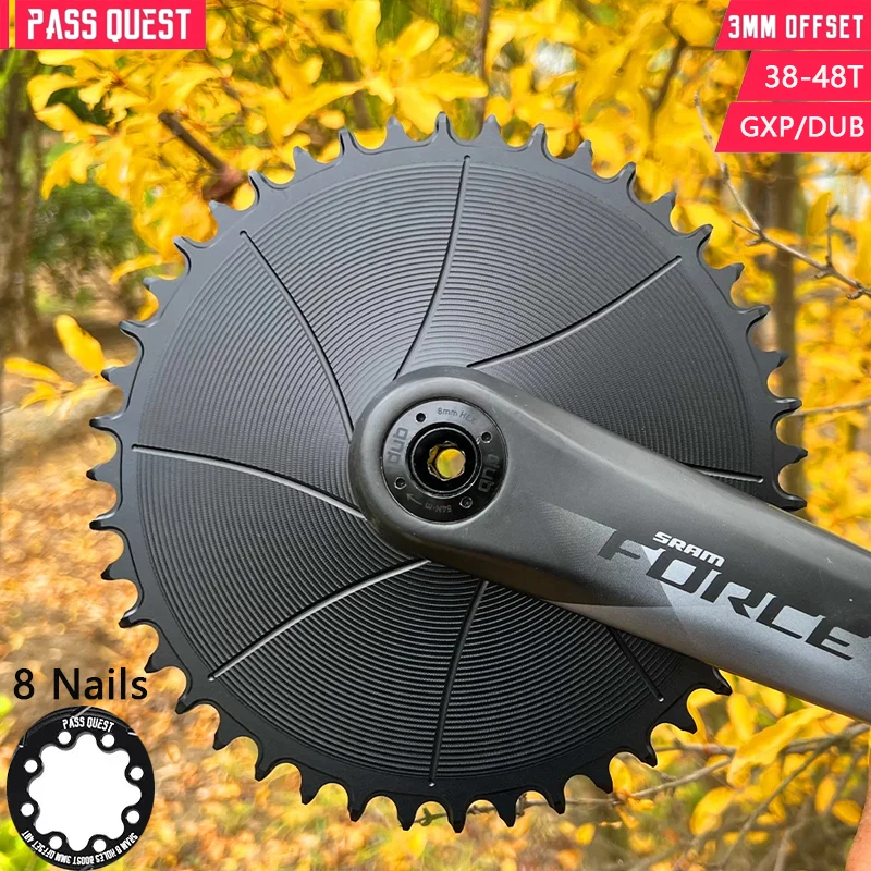 PASS QUEST 3mm Offest 8-Screw AERO Round Narrow Wide Chainring 38-54T For Direct Mount Crankset Gravel Bike AXS 12 Speed
PASS QUEST 3mm Offest 8-Screw AERO Round Narrow Wide Chainring 38-54T For Direct Mount Crankset Gravel Bike AXS 12 Speed
