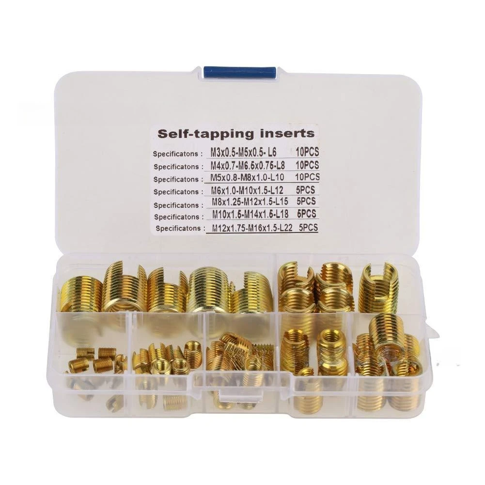 50Pcs Boxed 302 Type Carbon Steel Self Tapping Thread Insert M3-M12 Repair Kit
50Pcs Boxed 302 Type Carbon Steel Self Tapping Thread Insert M3-M12 Repair Kit