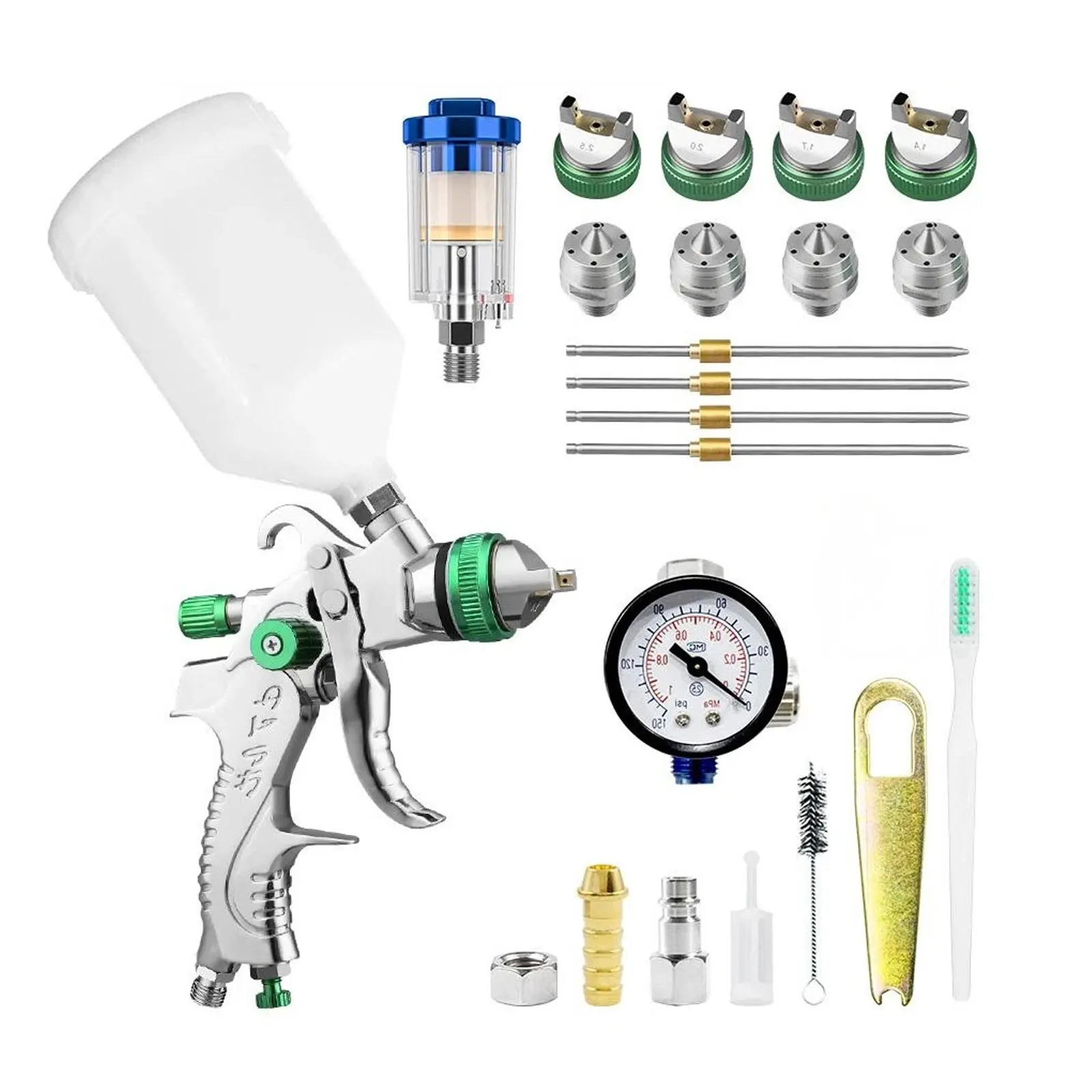 HVLP Gravity Feed Air Spray Gun Paint Gun Kit with 4 Nozzles 1.4mm 1.7mm 2.0mm 2.5mm for Painting Work
HVLP Gravity Feed Air Spray Gun Paint Gun Kit with 4 Nozzles 1.4mm 1.7mm 2.0mm 2.5mm for Painting Work