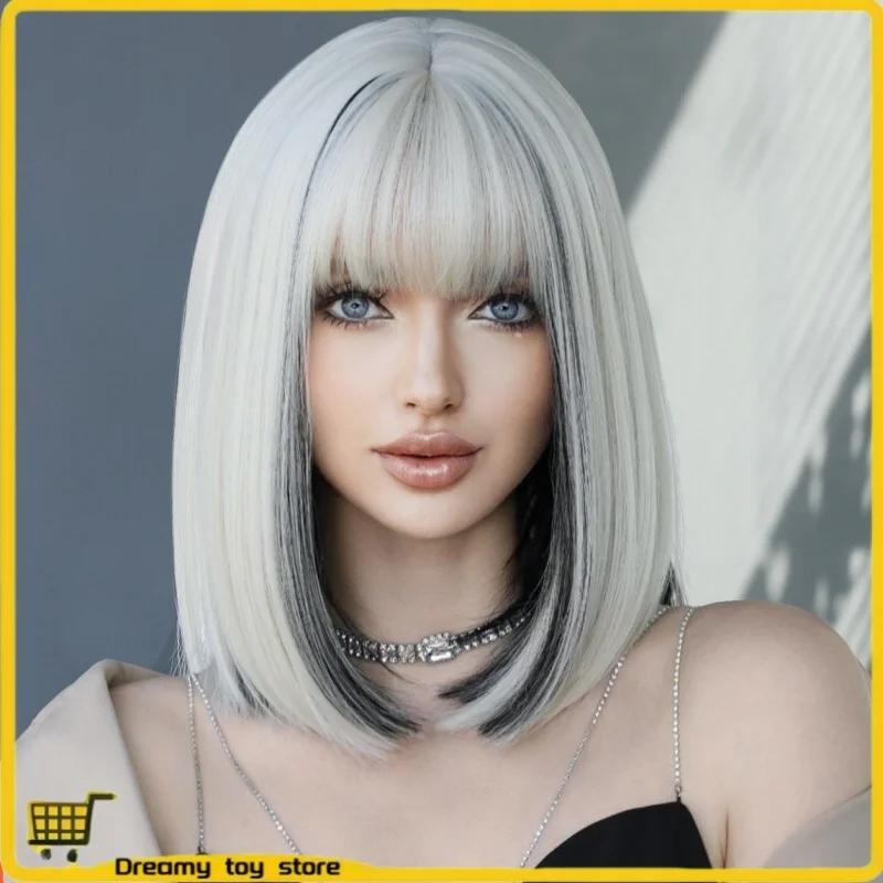 Age Reduction Bob For Girl Daily Wear Synthetic Wig Women Bob Straight Wig With Bangs High Temperature Daily Cosplay Party Wigs
Age Reduction Bob For Girl Daily Wear Synthetic Wig Women Bob Straight Wig With Bangs High Temperature Daily Cosplay Party Wigs