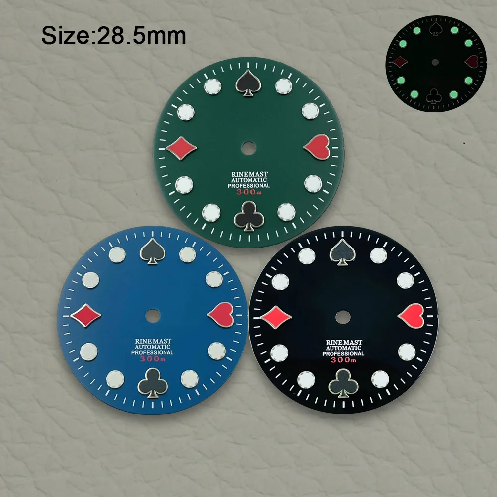 High Quality 28.5mm Poker Dial S Dial Suitable For NH35 NH36 Movement C3 Green Luminous Watch Modification Accessories
High Quality 28.5mm Poker Dial S Dial Suitable For NH35 NH36 Movement C3 Green Luminous Watch Modification Accessories