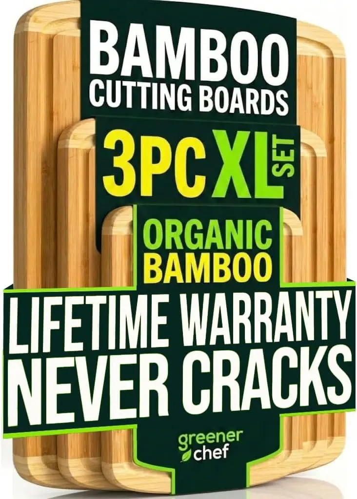XL Bamboo Cutting Board Set of 3 - Vertical Grain, Durable & Lightweight
XL Bamboo Cutting Board Set of 3 - Vertical Grain, Durable & Lightweight