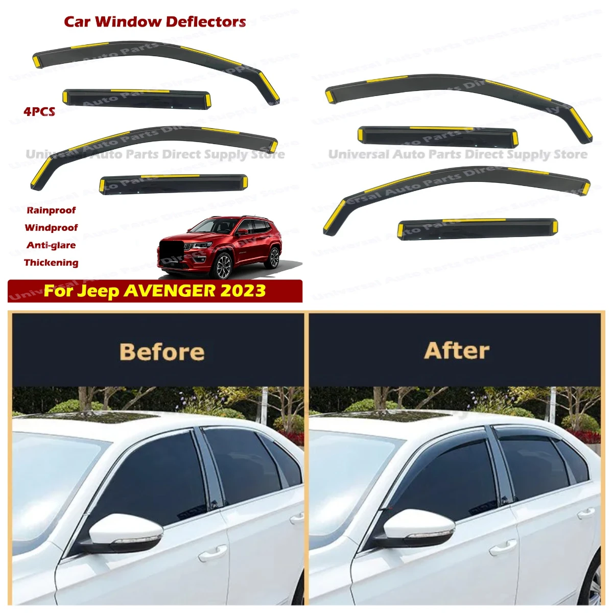 Exterior Car Accessories Window Rain Guards For Jeep Avenger 2023 In Channel Smoke PC Vent Visor Clip-On Wind Deflectors No Tape
Exterior Car Accessories Window Rain Guards For Jeep Avenger 2023 In Channel Smoke PC Vent Visor Clip-On Wind Deflectors No Tape