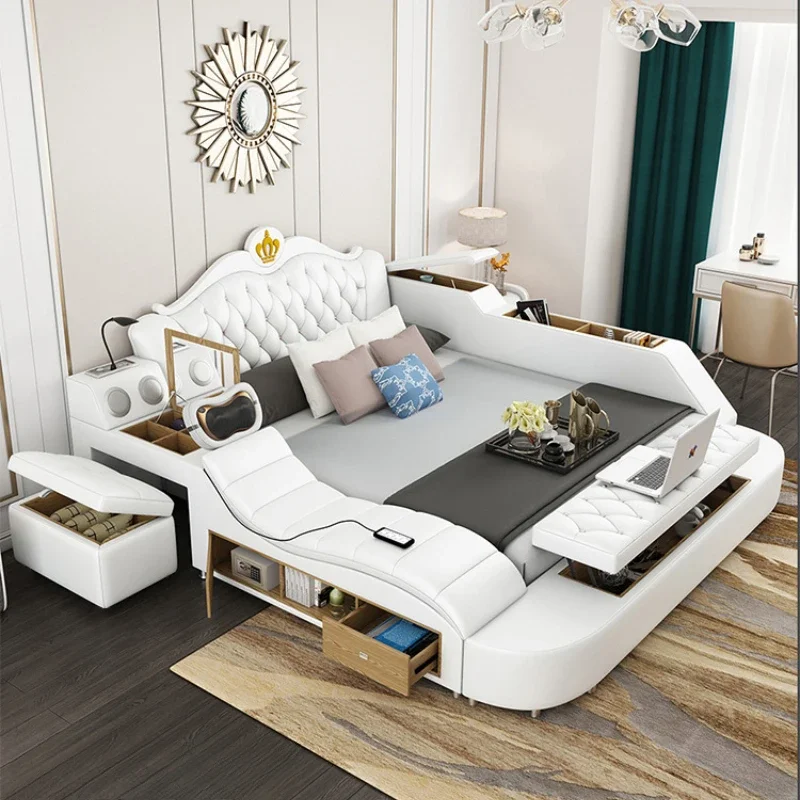 European Princess Luxury Double Bed Storage House Massager Villa Adults Leather Bed Queen Multifunctional Cama Bedroom Furniture
European Princess Luxury Double Bed Storage House Massager Villa Adults Leather Bed Queen Multifunctional Cama Bedroom Furniture