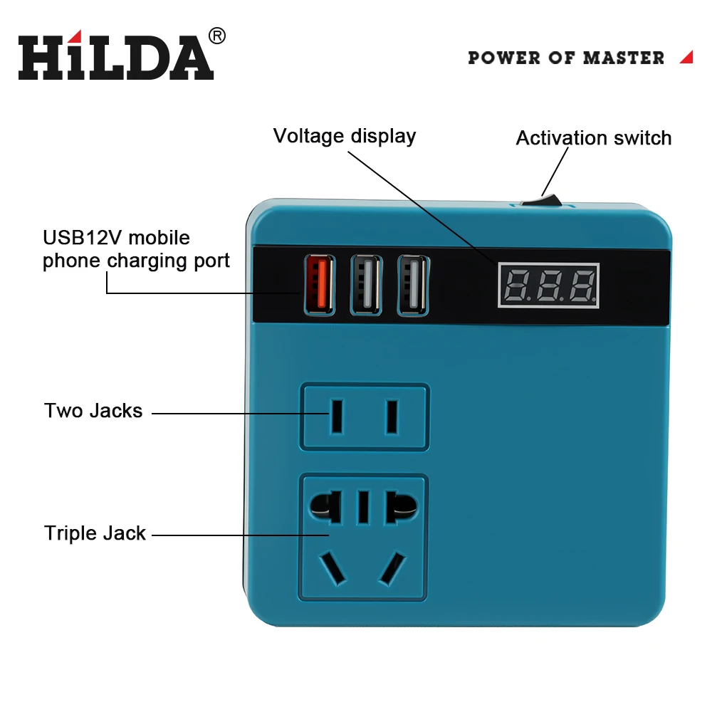 HILDA Portable Lithium Battery Inverter Outdoor Household Multifunctional Power Inverter For Makita Electric Tool Battery
HILDA Portable Lithium Battery Inverter Outdoor Household Multifunctional Power Inverter For Makita Electric Tool Battery