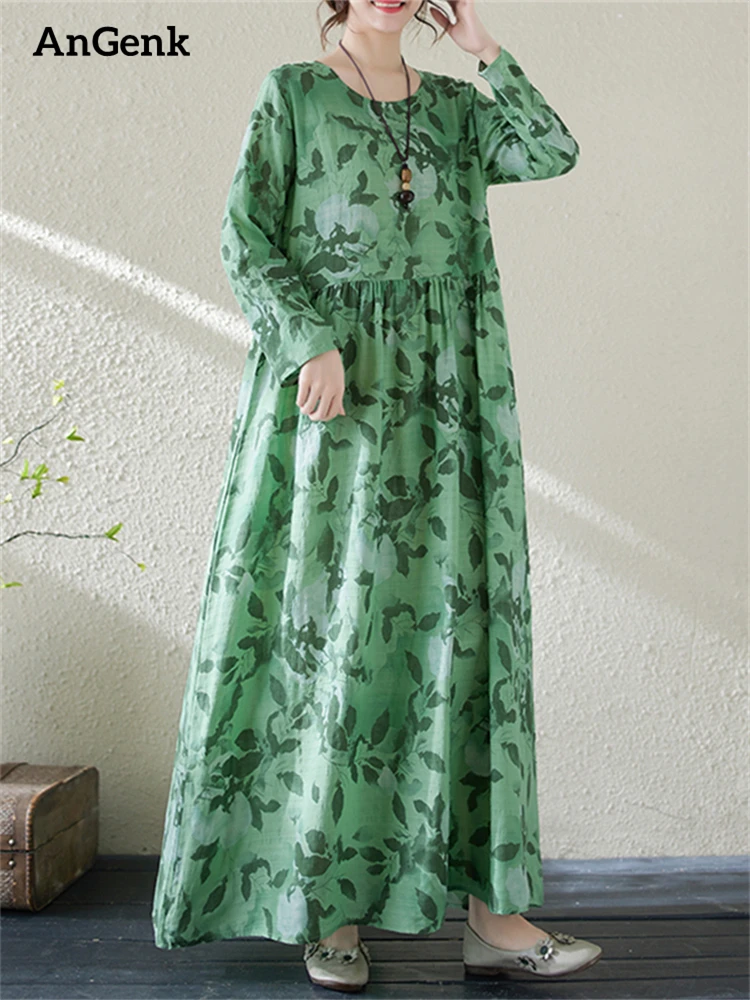 Cotton Vintage Floral Green Dresses For Women 2024 Spring Autumn Casual Loose Long Fashion Elegant Dress Office Lady Clothing
Cotton Vintage Floral Green Dresses For Women 2024 Spring Autumn Casual Loose Long Fashion Elegant Dress Office Lady Clothing