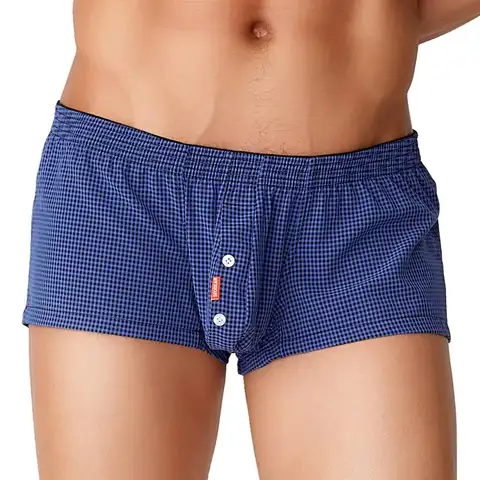 SEOBEAN Plaid Boxers Men's Underwear Boxer Shorts Home Lounge Arrow Panties Shorts Male Underpants Breathable Men Sleep Bottoms