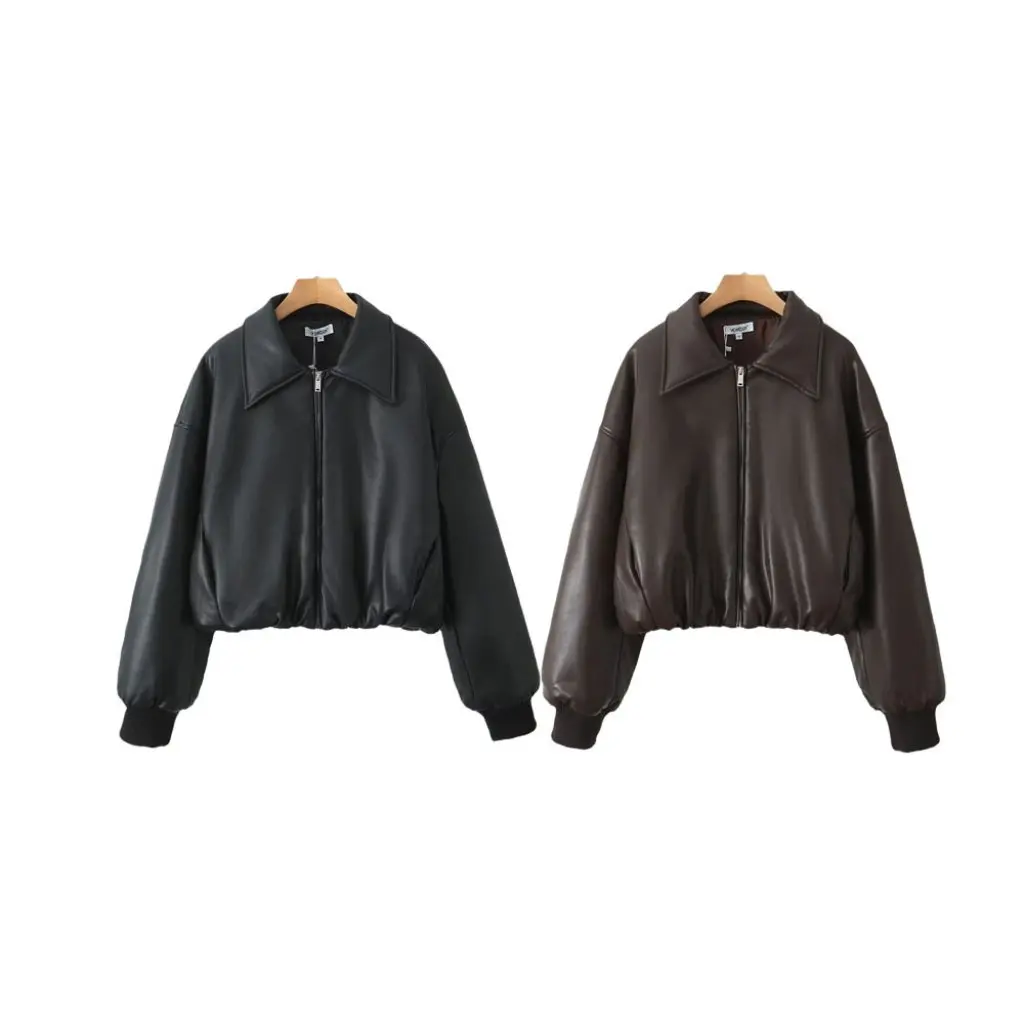 Women's Retro Faux Leather Jacket American Lapel Loose Fit Autumn New European And American Style D79332 
Women's Retro Faux Leather Jacket American Lapel Loose Fit Autumn New European And American Style D79332