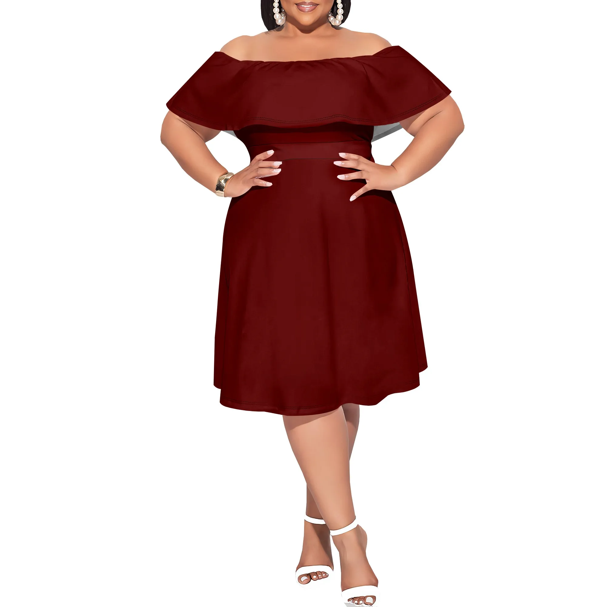 Womens Plus Size Cocktail Dress Summer Off Shoulder Short Sleeve Flowy Ruffle A-Line Cute Mini Dress
Womens Plus Size Cocktail Dress Summer Off Shoulder Short Sleeve Flowy Ruffle A-Line Cute Mini Dress