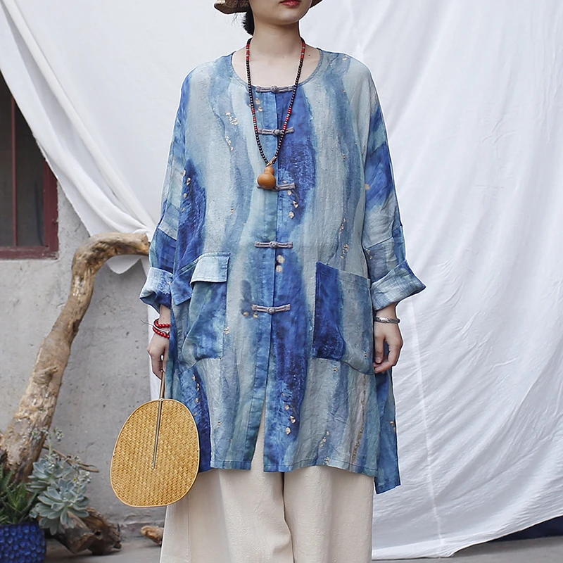 Oversized Women Casual Ramie Shirt New 2025 Spring Vintage Style O-neck Print Loose Comfortable Female Long Tops Shirts M1556
Oversized Women Casual Ramie Shirt New 2025 Spring Vintage Style O-neck Print Loose Comfortable Female Long Tops Shirts M1556