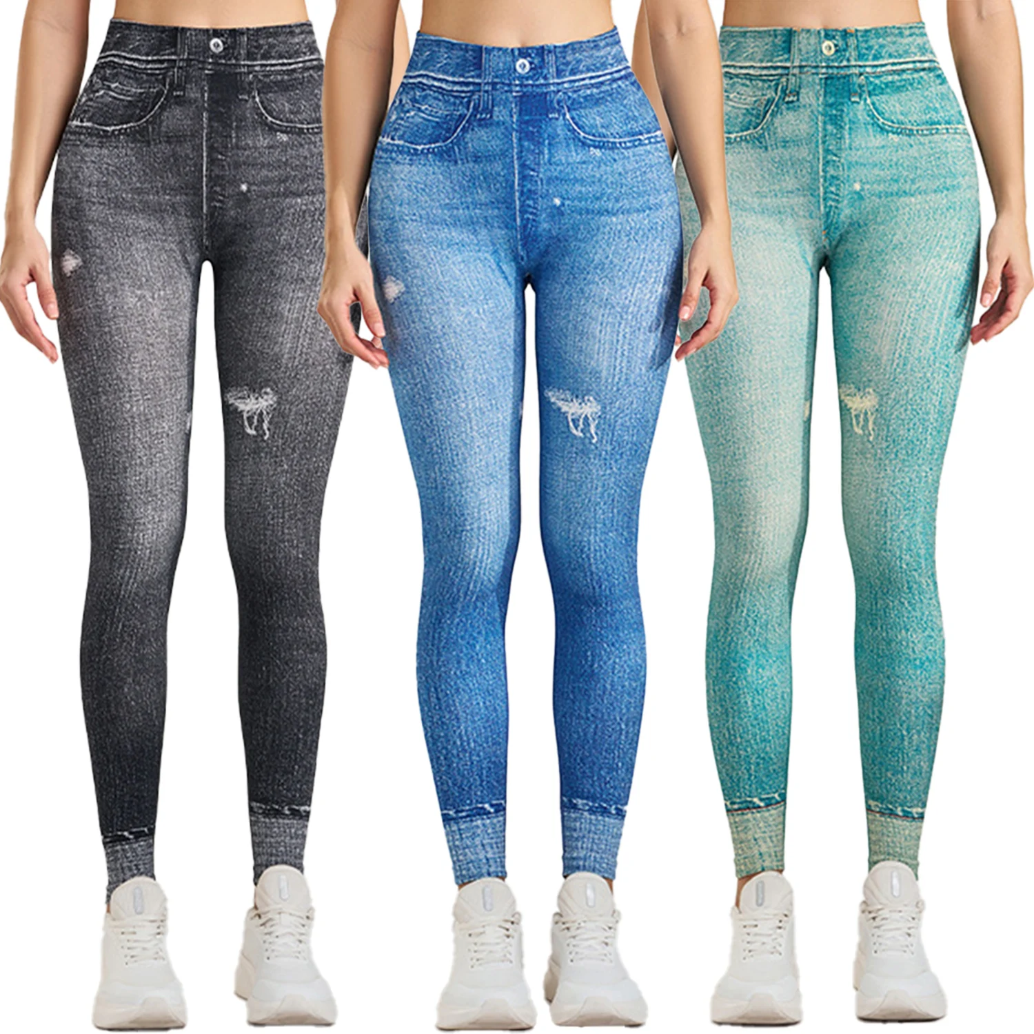 3PCS Women Imitating Denim High-Waist Legging Flat Fashionable Tight Pants Elastic Fitness And Yoga Pants Sexy Pencil Pants
3PCS Women Imitating Denim High-Waist Legging Flat Fashionable Tight Pants Elastic Fitness And Yoga Pants Sexy Pencil Pants